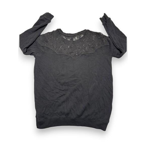 Forever 21 Black Lace Yoke Sweater W/ Studs Size Medium - Picture 3 of 8